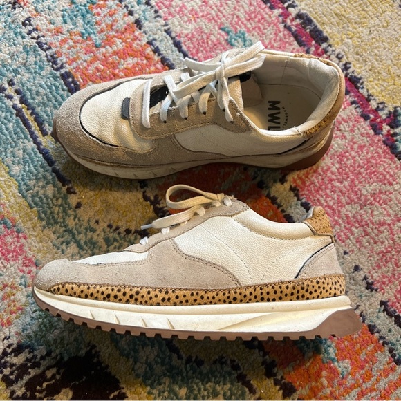 Madewell Kickoff Trainer Sneakers in Leather and Spot Dot Calf Hair W8 - Picture 2 of 9